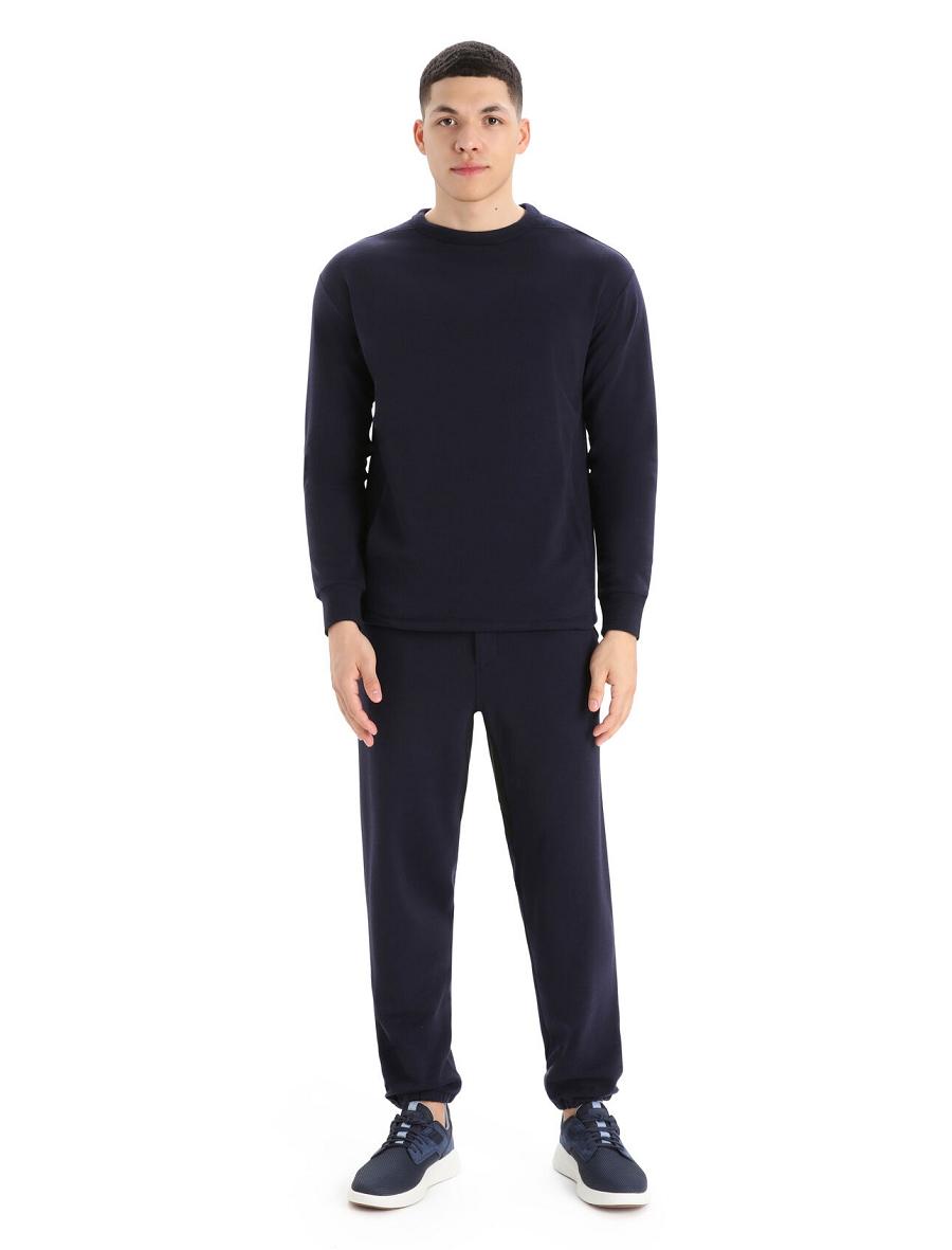 Midnight Navy Icebreaker RealFleece™ Merino Dalston Long Sleeve Sweatshirt Men's Hoodie | AU 1257UZGT